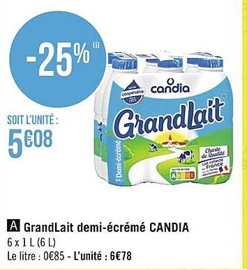 grandlait demi-écrémé candia