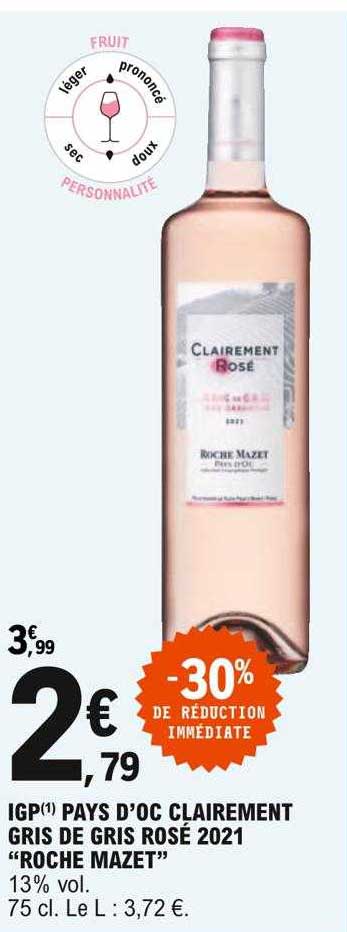 igp pays d'oc clairement gris de gris rosé 2021 "roche mazet"