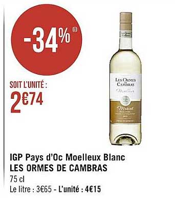 igp pays d'oc moelleux blanc les ormes de cambras