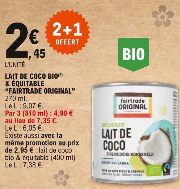 Lait De Coco Bio & équitable "fairtrade Original"