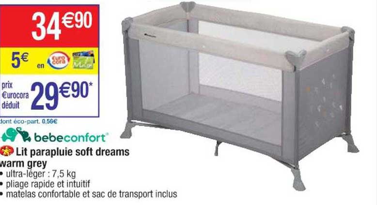 lit parapluie soft dreams warm grey bebeconfort