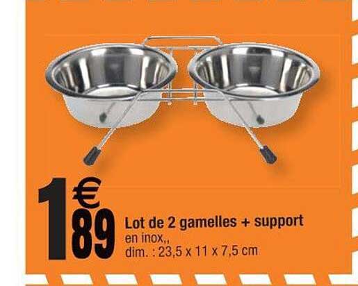 lot de 2 gamelles + support