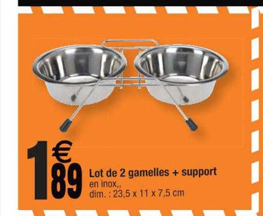lot de 2 gamelles + support