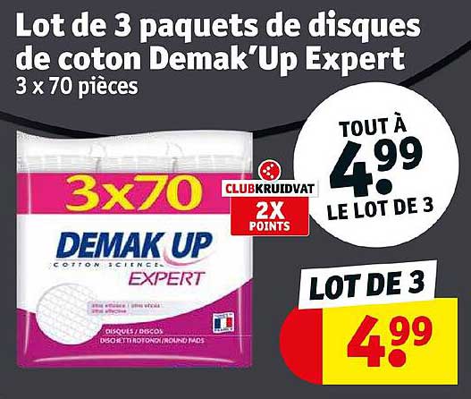 lot de 3 paquets de disques de coton demak'up expert