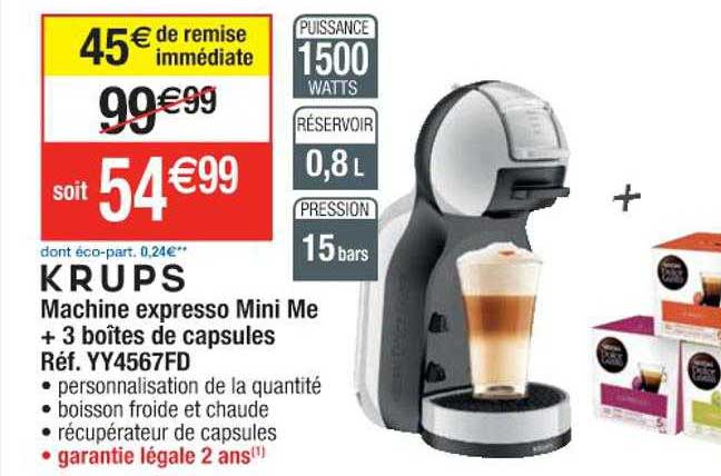 Machine Expresso Mini Me + 3 Boîtes De Capsules Krups