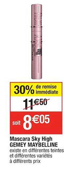 mascara sky high gemey maybelline 30% remise immédiate
