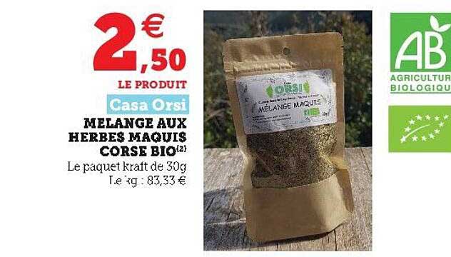 mélange aux herbes maquis corse bio casa orsi