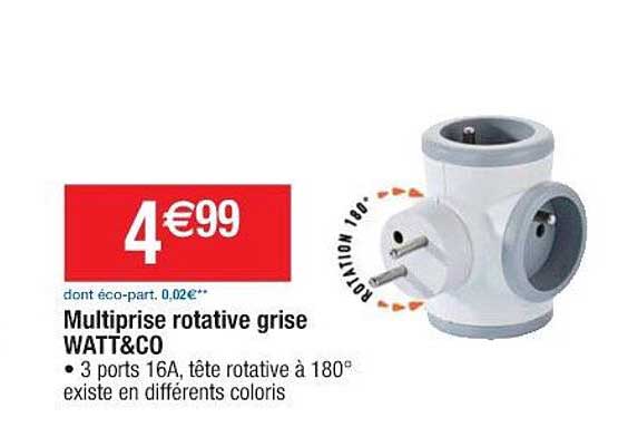 multiprise rotative grise watt & co