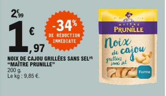 Noix De Cajou Grillées Sans Sel "maître Prunille"