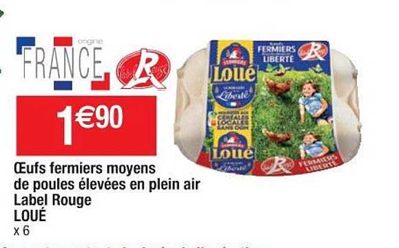 oeufs fermiers moyens de poules élevées en plein air lable rouge loué