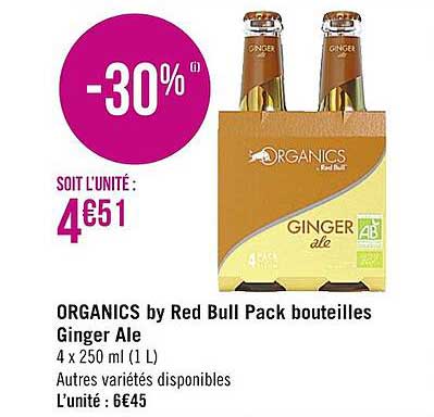 organics by red bull pack bouteilles ginger ale