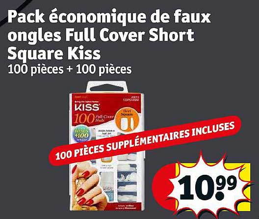 pack économique de faux ongles full cover short square kiss