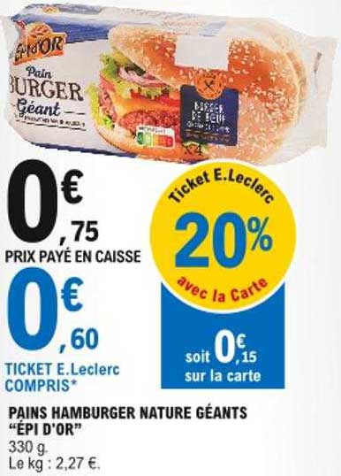 pains hamburger nature géants "épi d'or"