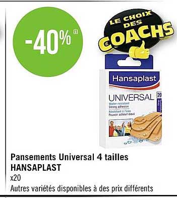 pansements universal 4 tailles hansaplast