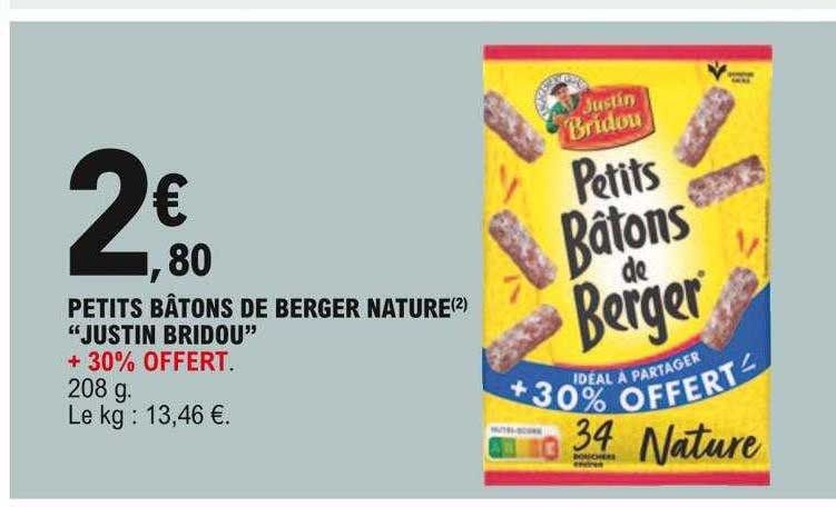 Petits Bâtons De Berger Nature "justin Bridou"