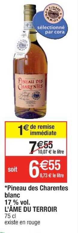 pineau des charentes blanc 17% vol. l'âme du terroir