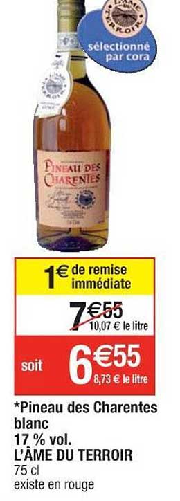 pineau des charentes blanc 17% vol. l'âme du terroir