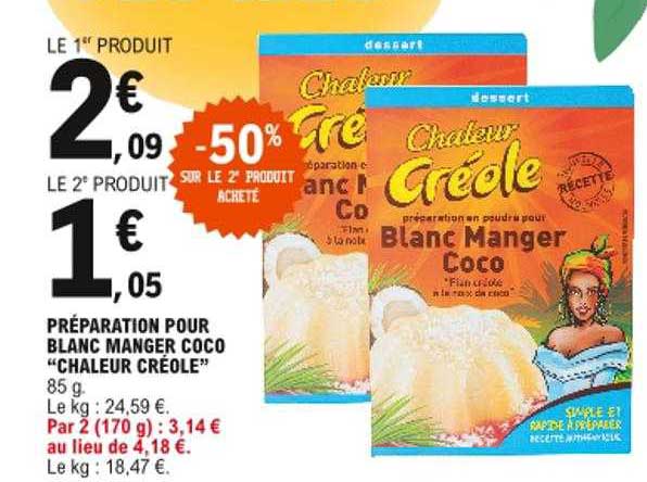 préparation pour blanc manger coco "chaleur créole"