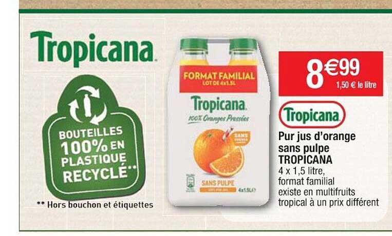 Pur Jus D'orange Sans Pulpe Tropicana