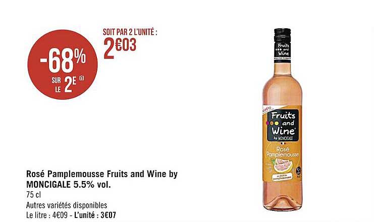 rosé pamplemousse fruits and wine by moncigale 5.5% vol.