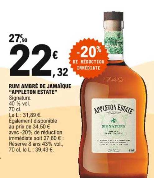 rum ambré de jamaïque "appleton estate"