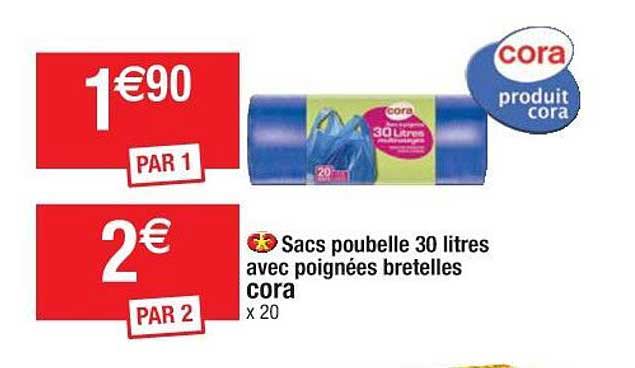 Sacs Poubelle 30 Litres Avec Poignées Bretelles Cora