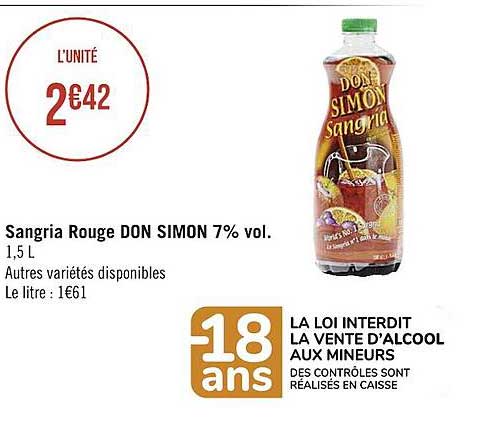 sangria rouge don simon 7% vol.