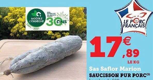 saucisson pur porc sas saflor marion