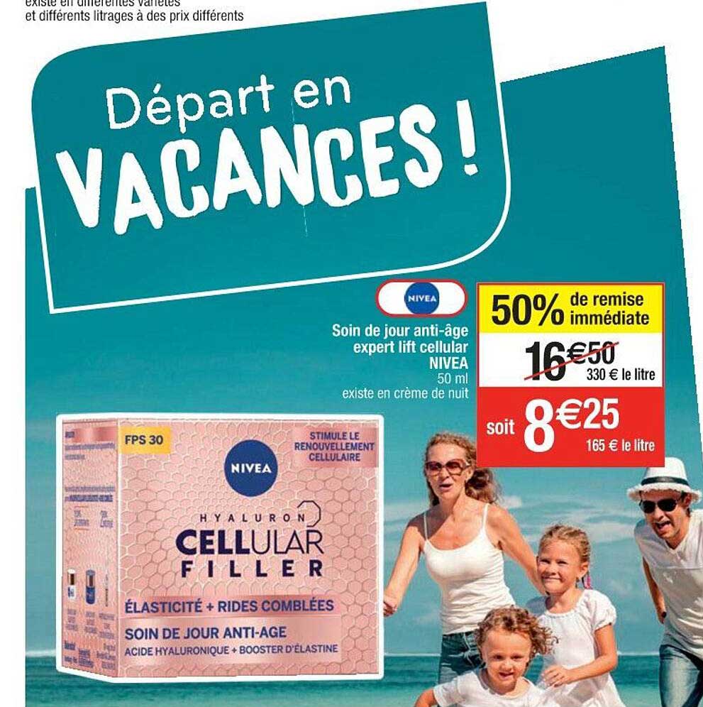 Soin De Jour Anti-âge Expert Lift Cellular Nivea 50% Remise Immédiate