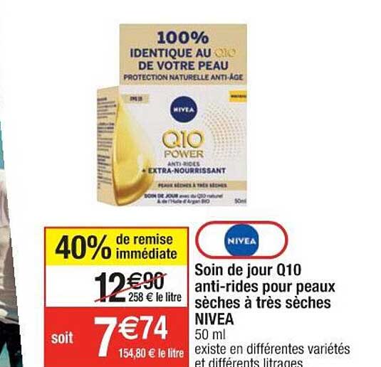 soin de jour q10 anti-rides pour peaux sèches à très sèches nivea 40% remise immédiate