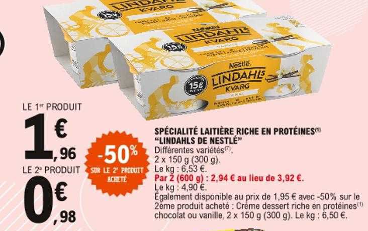 spécialité laitière riche en protéines "lindahls de nestlé"