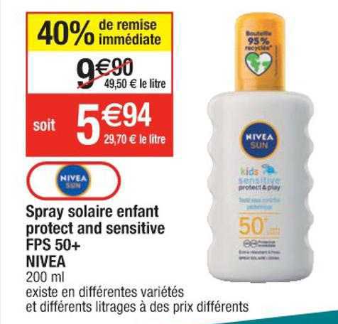 spray solaire enfant protect and sensitive fps 50+ nivea