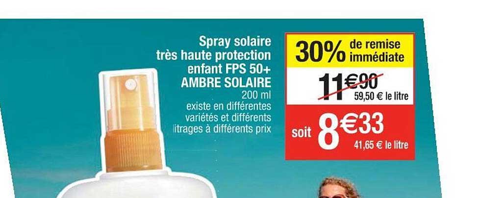 spray solaire très haute protection enfant fps 50+ ambre solaire