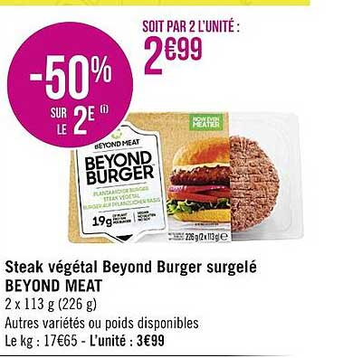 steak végétal beyond burger surgelé beyond meat