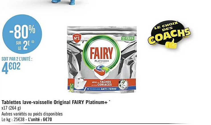 tablettes lave-vaisselle original fairy platinum+