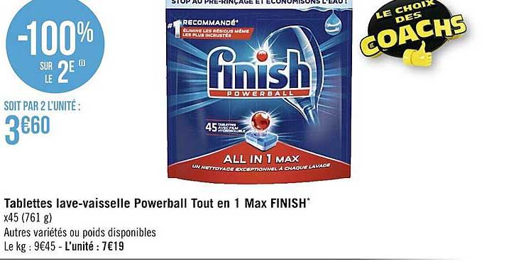 tablettes lave-vaisselle powerball tout en 1 max finish