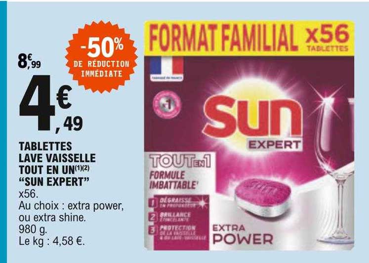 tablettes lave vaisselle tout en un "sun expert"