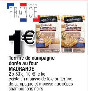 terrine de campagne dorée au four madrange