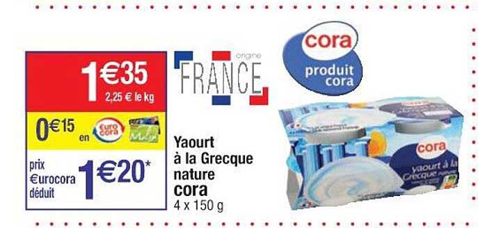 Yaourt à La Grecque Nature Cora