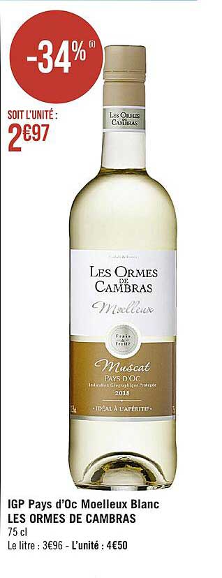 igp pays d'oc moelleux blanc les ormes de cambras