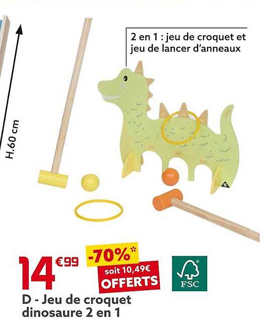 jeu de croquet dinosaure 2 en 1