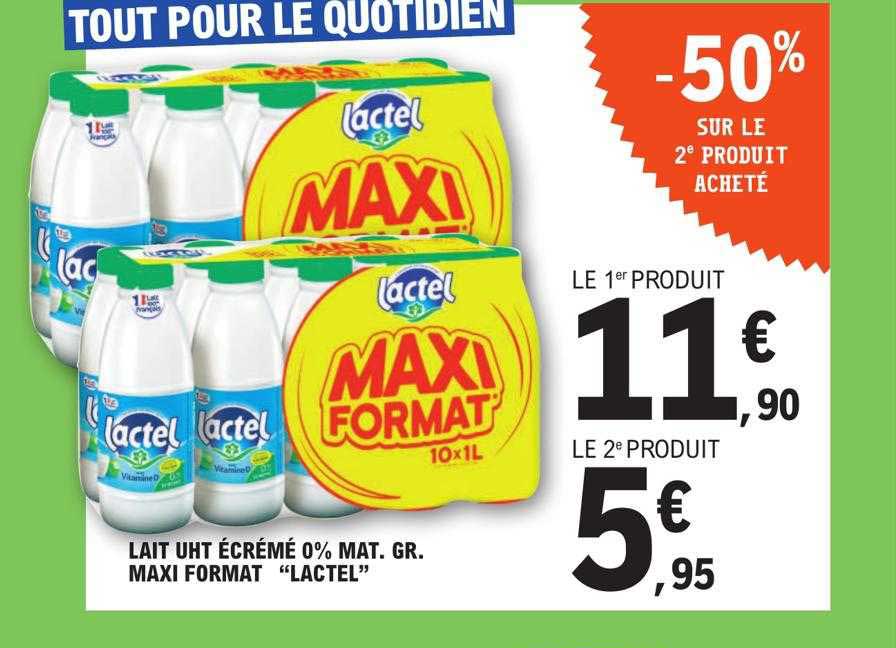 lait uht écrémé 0% mat.gr. maxi format "lactel"
