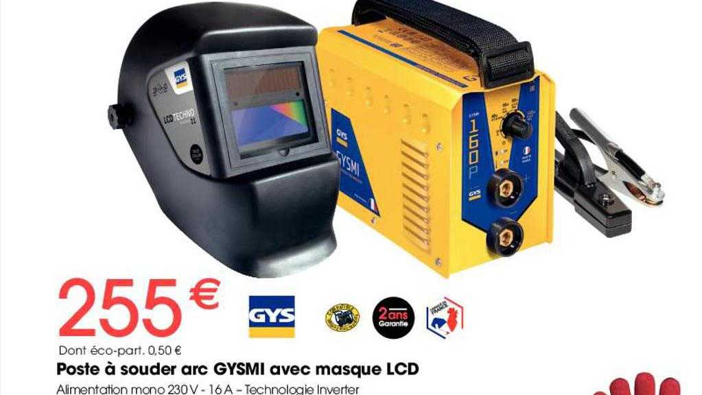 poste à souder arc gysmi avec masque lcd gys