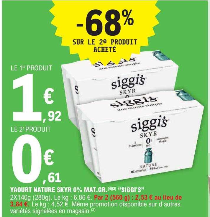 Yaourt Nature Skyr 0% Mat.gr. "siggi's"