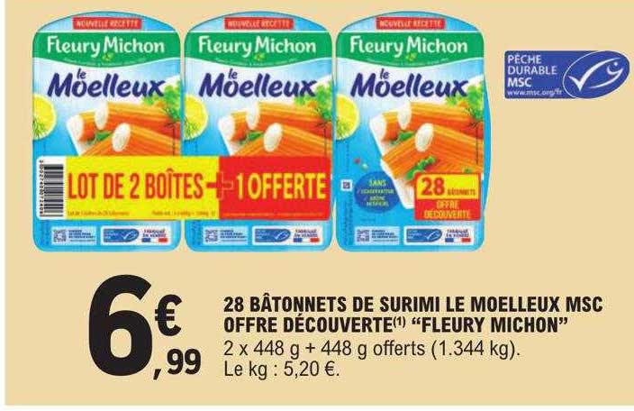 28 bâtonnets de surimi le moelleux msc offre découverte "fleury michon"