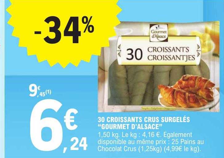 30 Croissants Crus Surgelés "gourmet D'alsace"