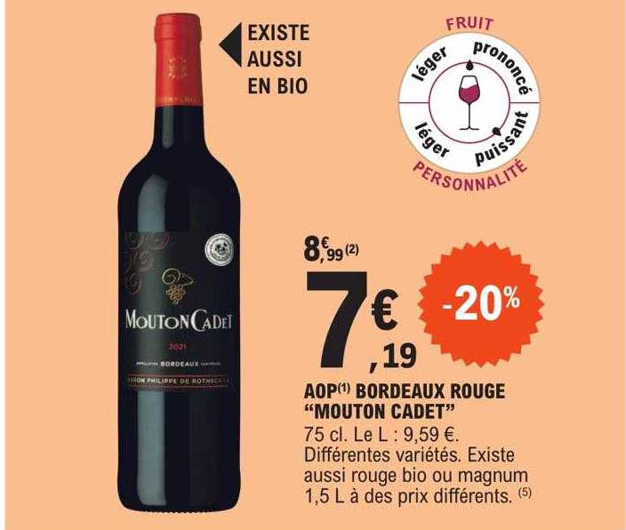 aop bordeaux rouge "mouton cadet"