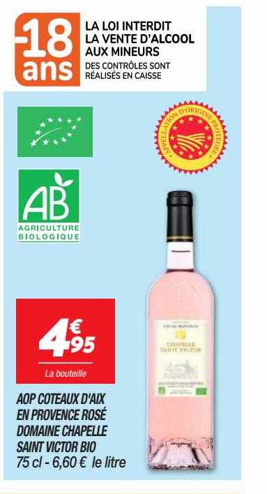 aop côteaux d'aix en provence rosé domaine chapelle saint victor bio