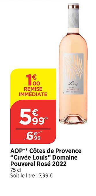 aop côtes de provence "cuvée louis" domaine pouverel rosé 2022
