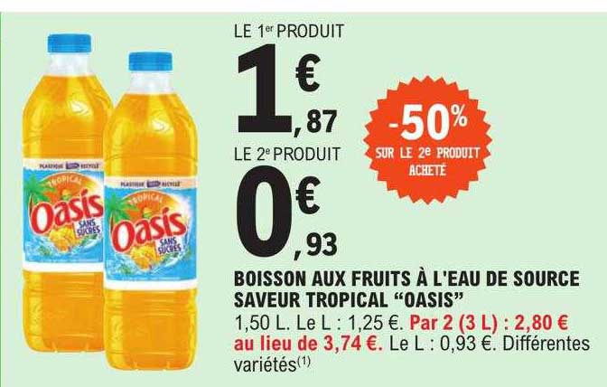 boisson aux fruits à l'eau de source saveur tropical "oasis"